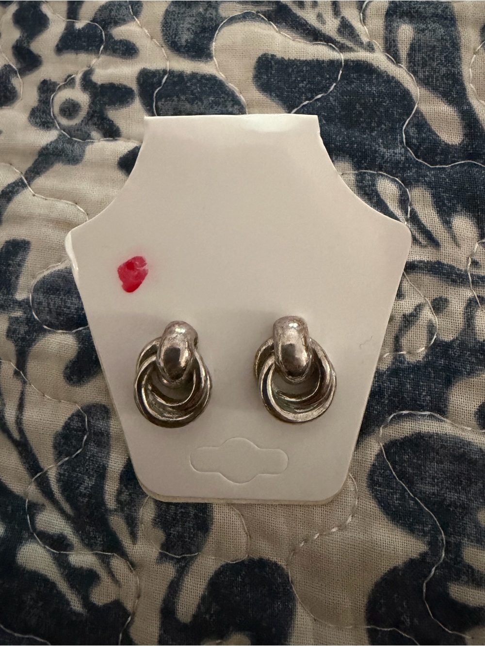 Classic Silver-Tone Interlinked Hoop Drop Earrings
